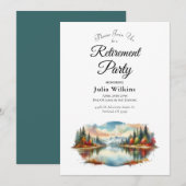  Rustic Autumn Lakeside Forest Retirement Party 招待状 (正面/裏面)