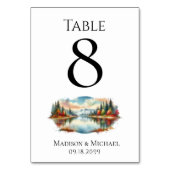 Rustic Autumn Lakeside Forest Wedding テーブルナンバー (正面)