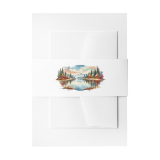 Rustic Autumn Lakeside Forest Wedding 招待状ベリーバンド (正面例)