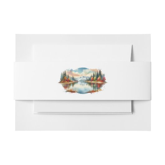 Rustic Autumn Lakeside Forest Wedding 招待状ベリーバンド (正面例)