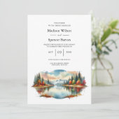 Rustic Autumn Lakeside Forest Wedding 招待状 (スタンド正面)