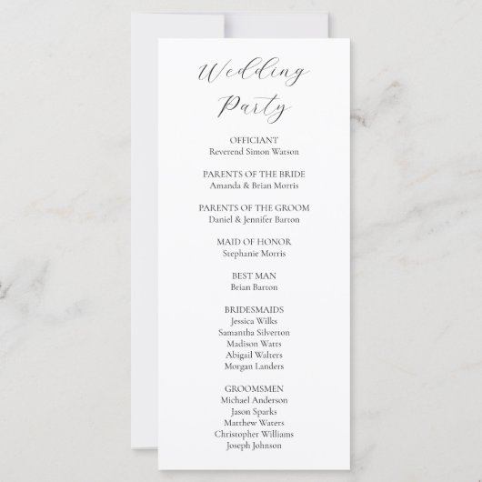 Rustic Autumn Lakeside Forest Wedding Program (裏面)