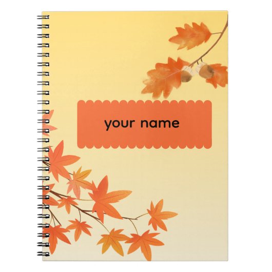 Rustic Autumn Leaves Fall Foliage Personalized ノートブック (正面)
