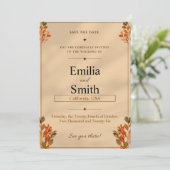 Rustic Autumn Leaves Save the Date Card 5x7  招待状 (スタンド正面)