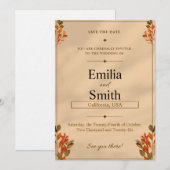 Rustic Autumn Leaves Save the Date Card 5x7  招待状 (正面/裏面)