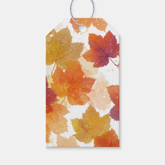 Rustic Autumn Leaves Tag | Fall Leaf Pattern ギフトタグ (正面)