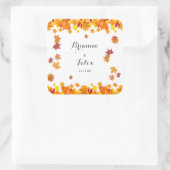 Rustic Autumn Leaves Wedding スクエアシール (バッグ)