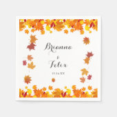 Rustic Autumn Leaves Wedding スタンダードカクテルナプキン (正面)