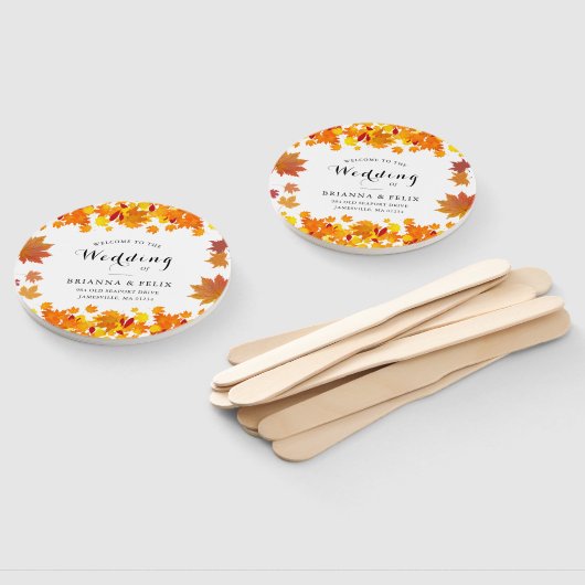 Rustic Autumn Leaves Wedding ハンドファン (組立なし)