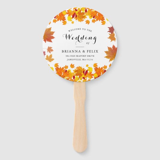 Rustic Autumn Leaves Wedding ハンドファン (正面)