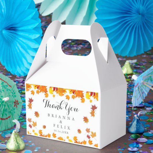 Rustic Autumn Leaves Wedding フェイバーボックス (パーティー)