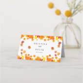 Rustic Autumn Leaves Wedding プレイスカード (裏面)