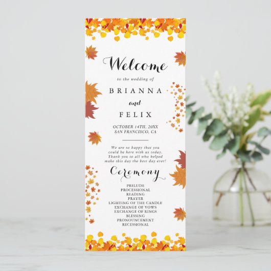 Rustic Autumn Leaves Wedding プログラム (スタンド正面)