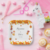 Rustic Autumn Leaves Wedding ペーパープレート (パーティー)