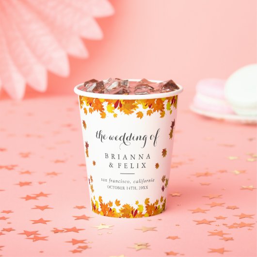 Rustic Autumn Leaves Wedding 紙コップ (インサイチュ)