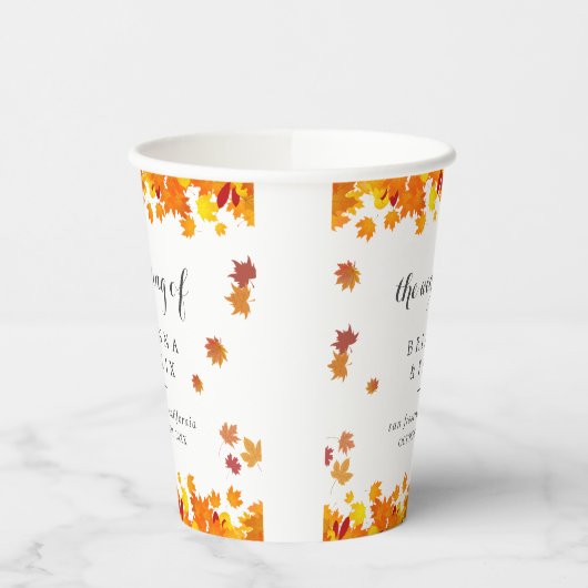 Rustic Autumn Leaves Wedding 紙コップ (左)