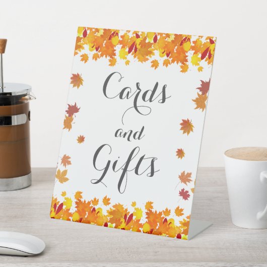 Rustic Autumn Leaves Wedding Cards and Gift Sign 台座サイン (インサイチュ)