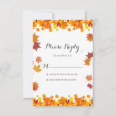 Rustic Autumn Leaves Wedding RSVP Card (正面)