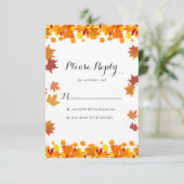 Rustic Autumn Leaves Wedding RSVP Card (スタンド正面)
