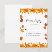 Rustic Autumn Leaves Wedding RSVP Card (正面/裏面)
