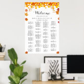 Rustic Autumn Leaves Wedding Seating Chart ポスター (ホームオフィス)