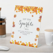 Rustic Autumn Leaves Wedding Sparkle Sign 台座サイン (インサイチュ)