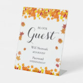 Rustic Autumn Leaves Wedding Wifi Sign 台座サイン (正面)