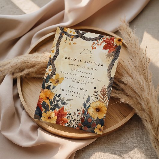 Rustic Autumn Meadow Bridal Shower 招待状