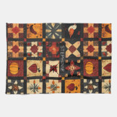 Rustic Autumn Patchwork Quilt Pattern | Farmhouse キッチンタオル (横)