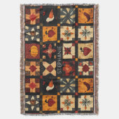 Rustic Autumn Patchwork Quilt Pattern | Farmhouse スローブランケット (正面縦)