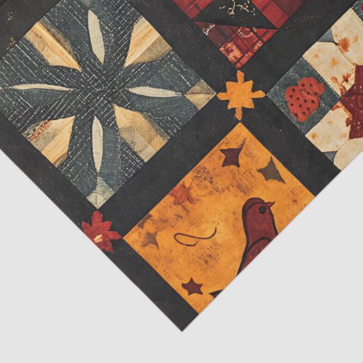 Rustic Autumn Patchwork Quilt Pattern | Farmhouse 薄葉紙 (詳細)