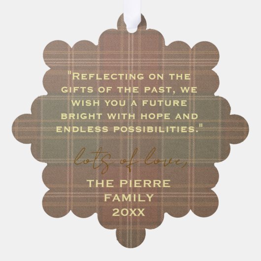 Rustic Autumn Plaid オーナメントカード (裏面)