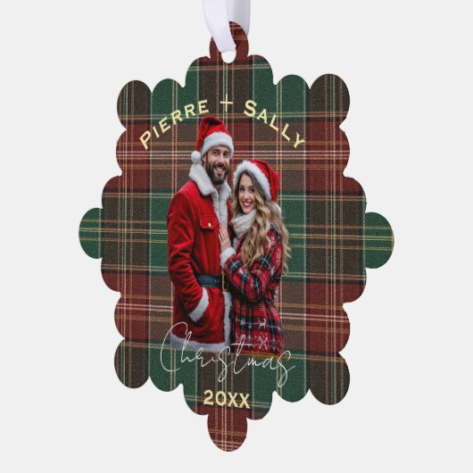 Rustic Autumn Plaid オーナメントカード (左)