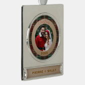 Rustic Autumn Plaid シルバープレートバナーオーナメント (右)