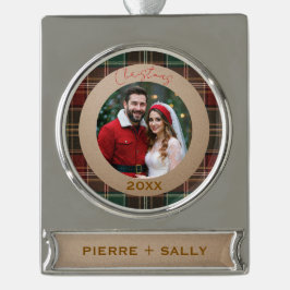 Rustic Autumn Plaid シルバープレートバナーオーナメント