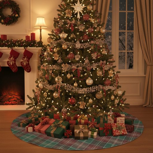 Rustic Autumn Plaid ブラッシュドポリエステルツリースカート