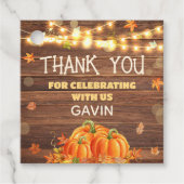 Rustic Autumn Pumpkin Patch Birthday Square フェイバータグ (正面)