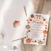 Rustic Autumn Pumpkins and Bows Baby Shower  招待状