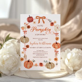 Rustic Autumn Pumpkins and Bows Baby Shower  招待状