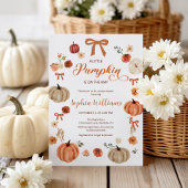 Rustic Autumn Pumpkins and Bows Baby Shower  招待状