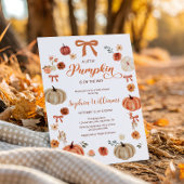 Rustic Autumn Pumpkins and Bows Baby Shower  招待状