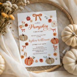 Rustic Autumn Pumpkins and Bows Baby Shower  招待状