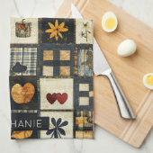 Rustic Autumn Quilt Pattern | Farmhouse Patchwork キッチンタオル (四つ折り)