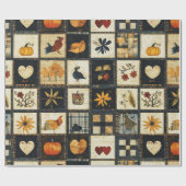 Rustic Autumn Quilt Pattern | Farmhouse Patchwork ラッピングペーパー (フラット)