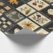 Rustic Autumn Quilt Pattern | Farmhouse Patchwork ラッピングペーパー (角)