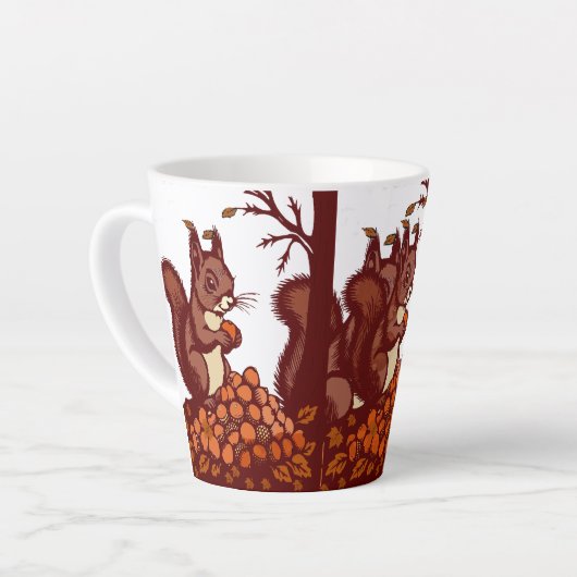🐿️ Rustic Autumn Squirrel Latte Mug - Cozy Fall  カフェラテマグ (左アングル)