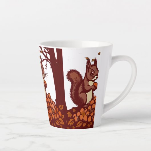 🐿️ Rustic Autumn Squirrel Latte Mug - Cozy Fall  カフェラテマグ (右)