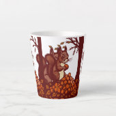 🐿️ Rustic Autumn Squirrel Latte Mug - Cozy Fall  カフェラテマグ (正面)