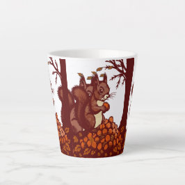 🐿️ Rustic Autumn Squirrel Latte Mug - Cozy Fall  カフェラテマグ