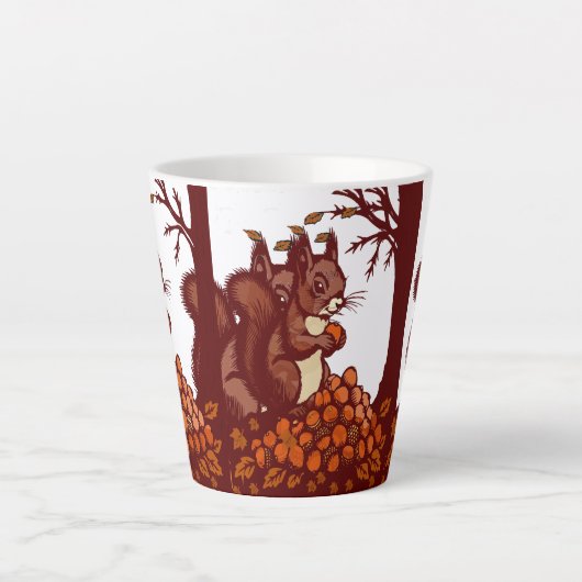 🐿️ Rustic Autumn Squirrel Latte Mug - Cozy Fall  カフェラテマグ (正面)